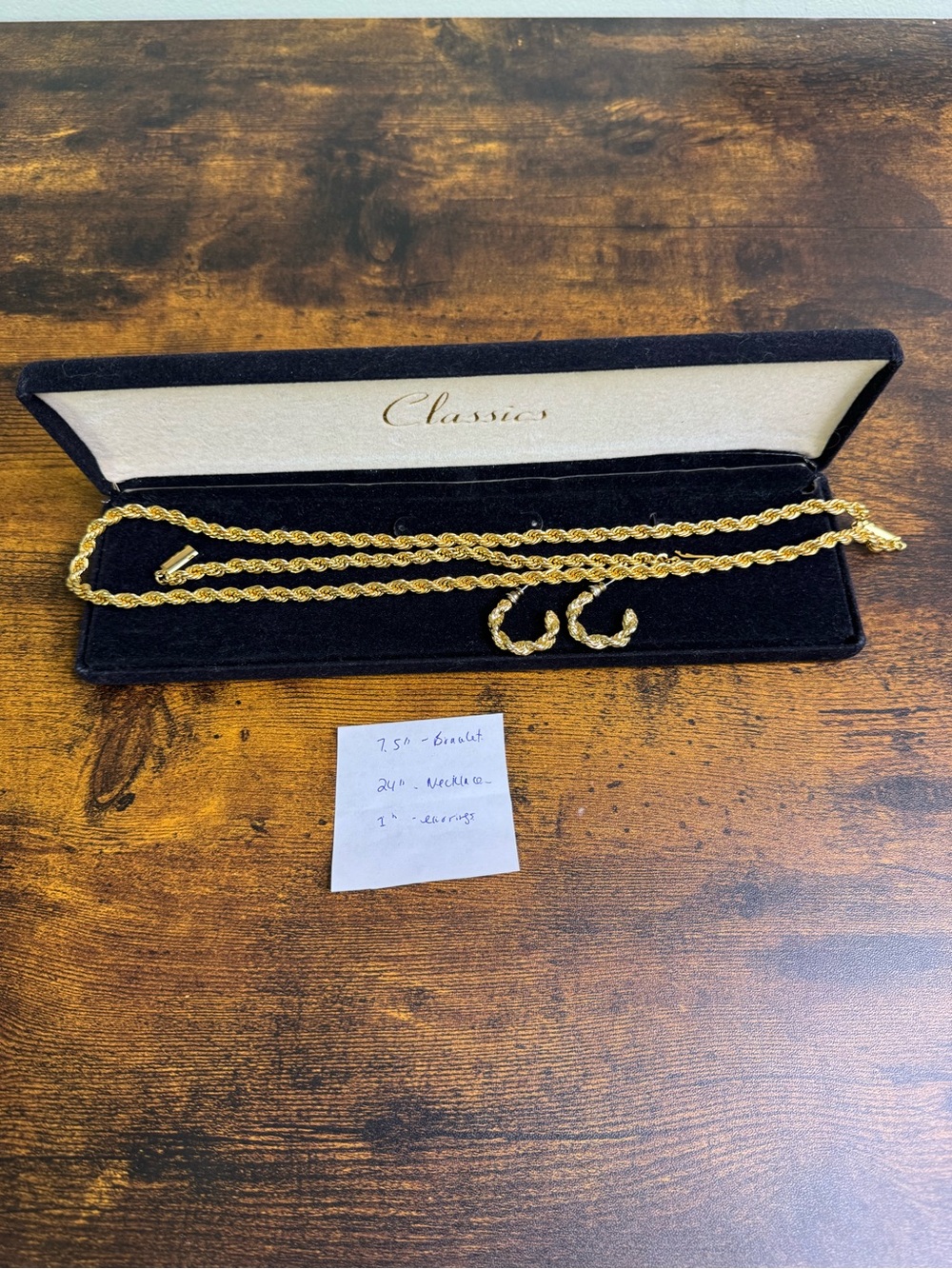 Vintage Gold-Tone Rope Necklace Bracelet and Earrings Set - Picture 3 of 6